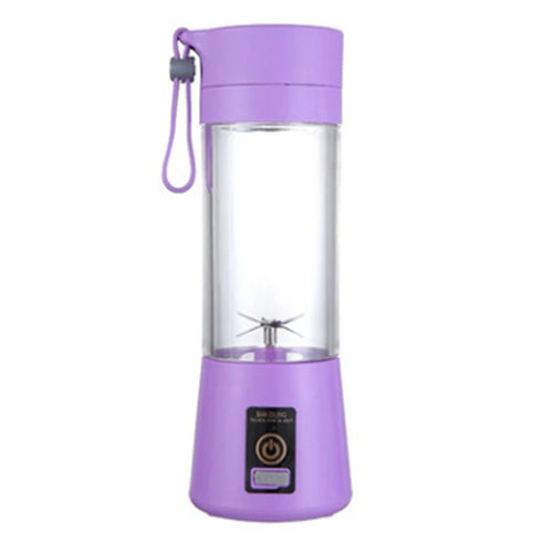 Portable Fruit Juice Cup USB Rechargeable  Electric 6 Blades Juicer Cup Machine Mini 380ml Blender Fruit Smoothie Food Juicer - Color: purple