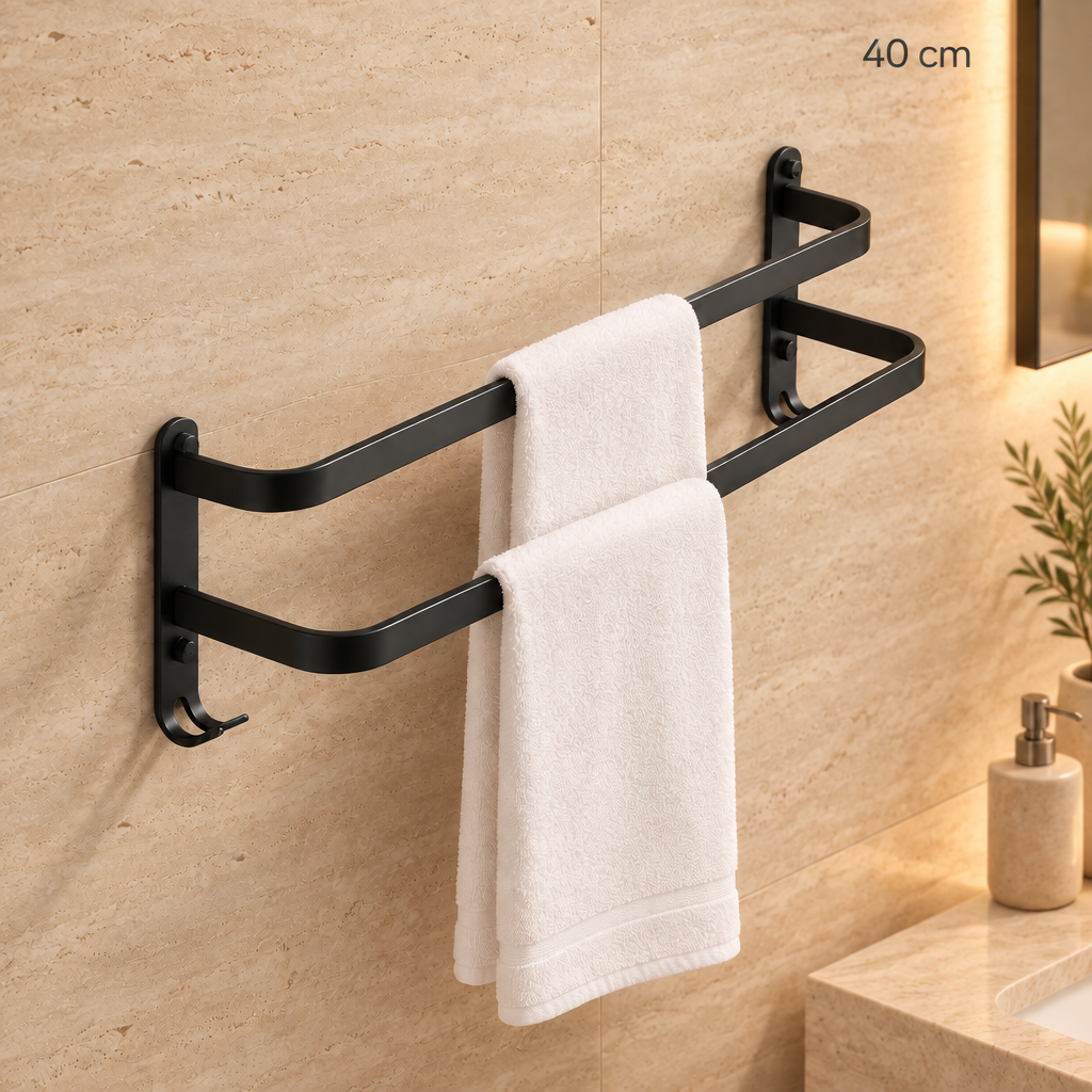 Black 40 cm Double Rod labelled