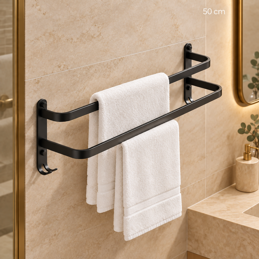 Black 50 cm Double Rod labelled