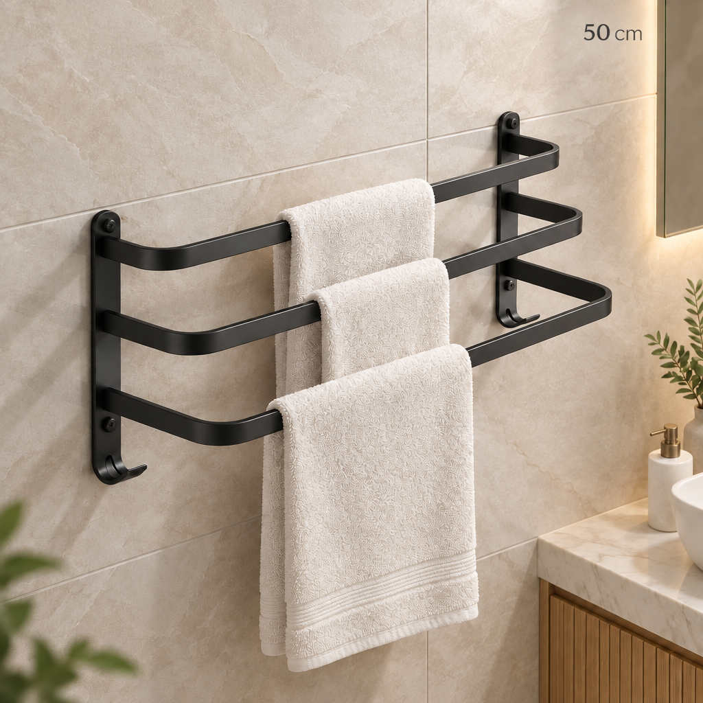 Black 50 cm Triple Rod labelled