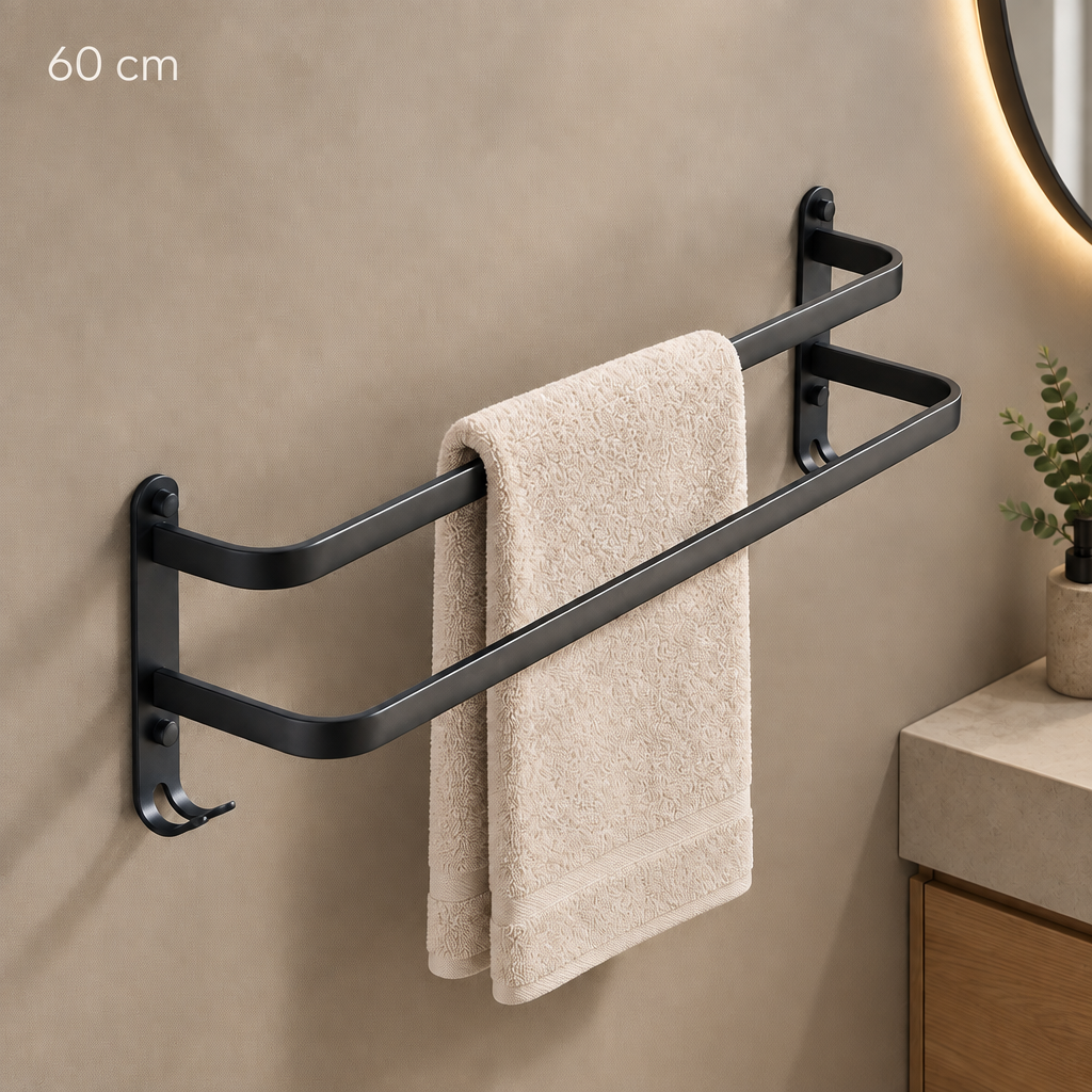 Black 60 cm Double Rod labelled