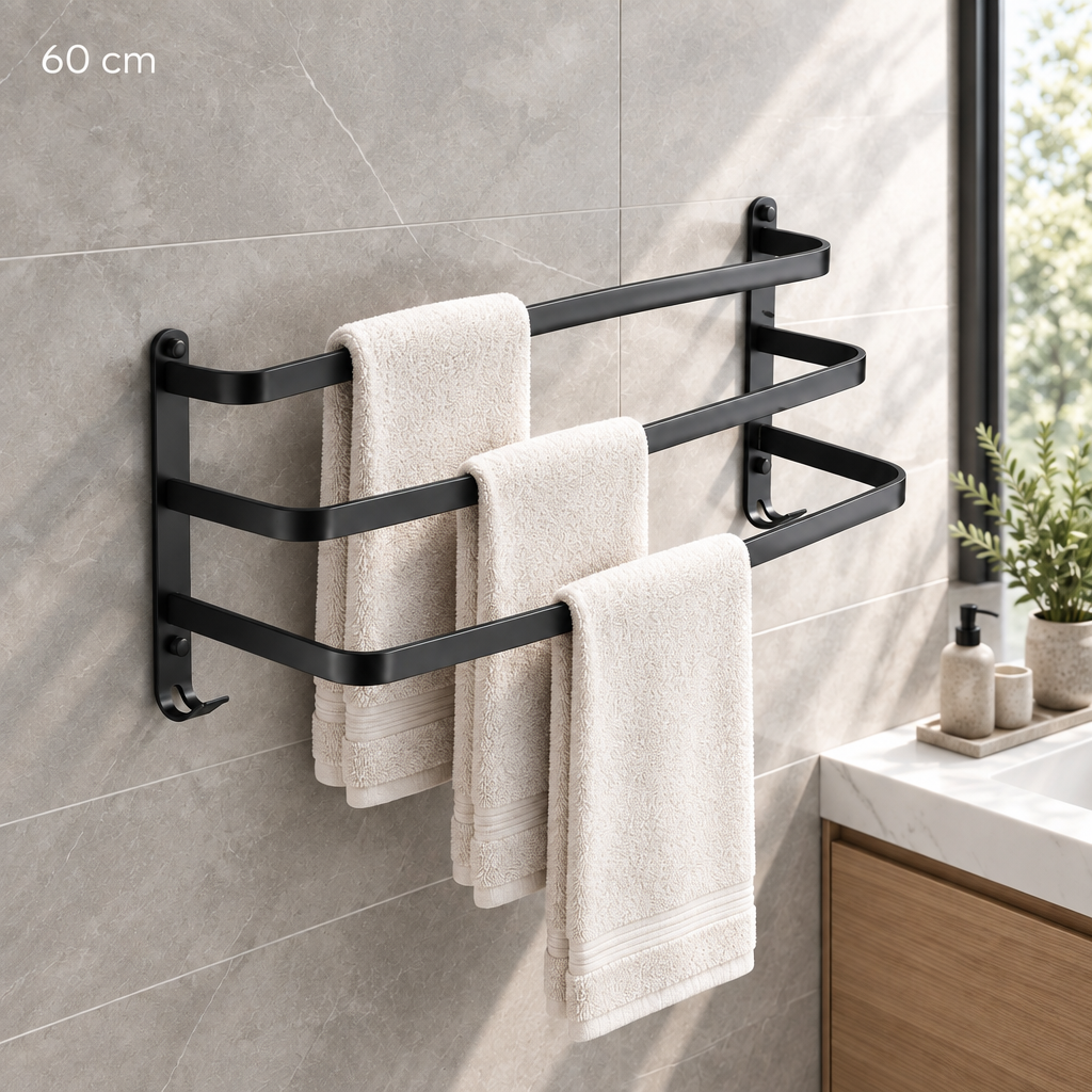 Black 60 cm Triple Rod labelled