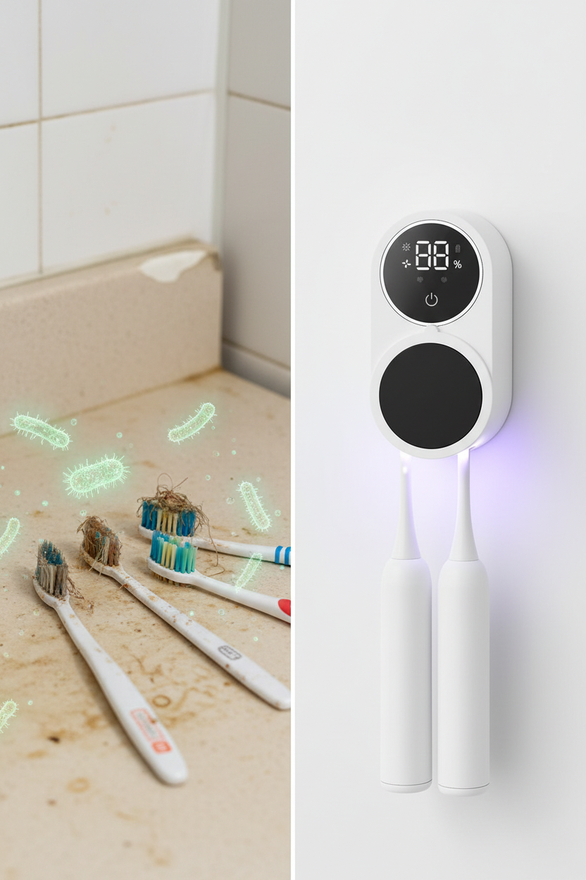 UV Toothbrush Sanitizer - Before and After