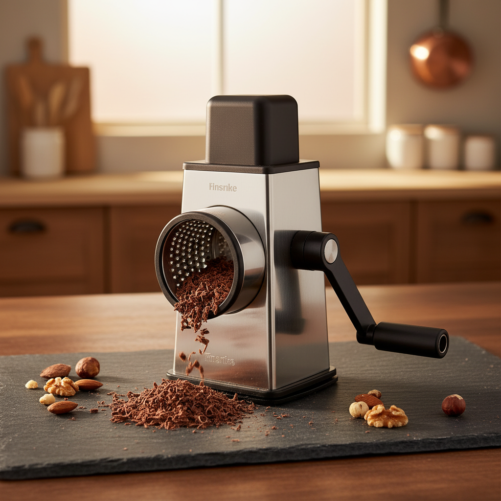 Rotary Drum Grater with chocolate shavings
